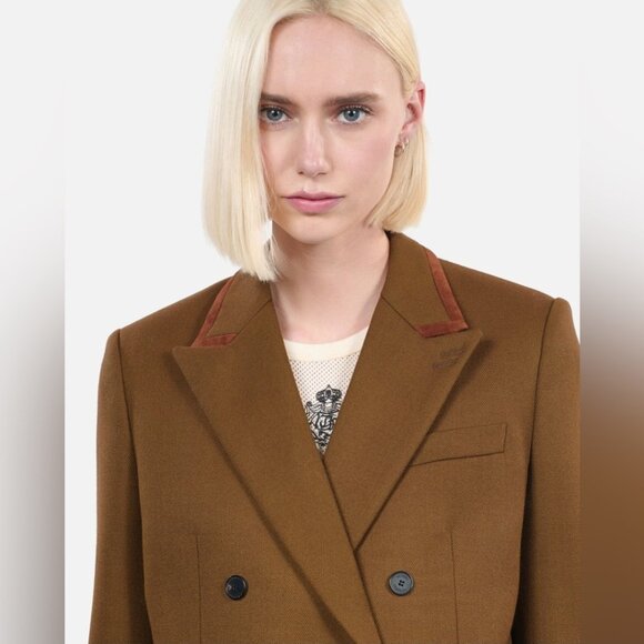 The Kooples Wool Leather Suit Jacket FR 42 US 10 NWT - Picture 5 of 14